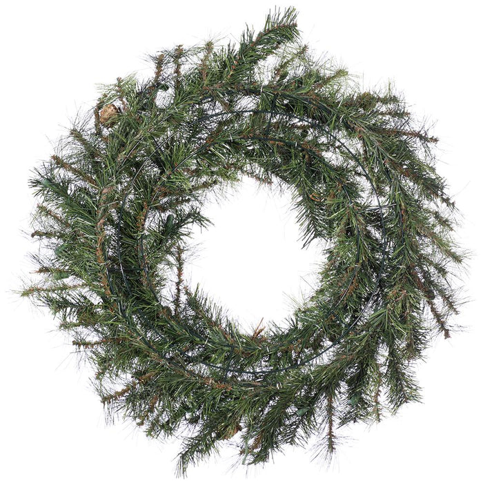 30" Artificial Mixed Country Pine Wreath, Pre-Lit (Smart) -Green (Pack of 4) - YWC030-GR