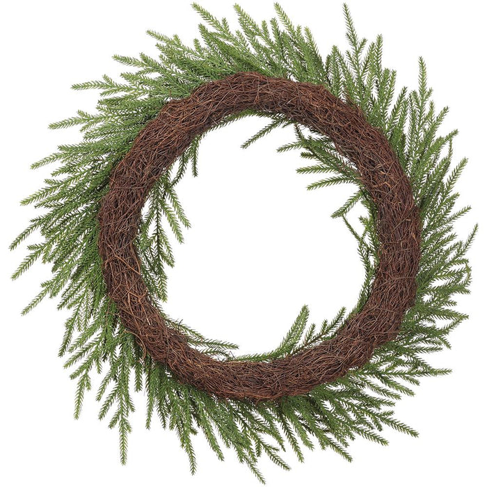 22" PE Soft-Touch Artificial Cypress Wreath -Green (Pack of 2) - YWC092-GR