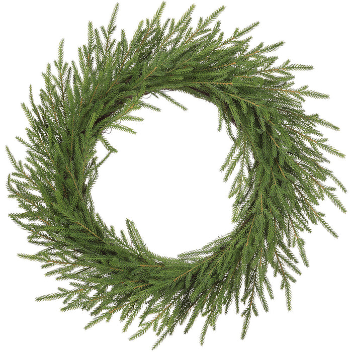 22" PE Soft-Touch Artificial Cypress Wreath -Green (Pack of 2) - YWC092-GR