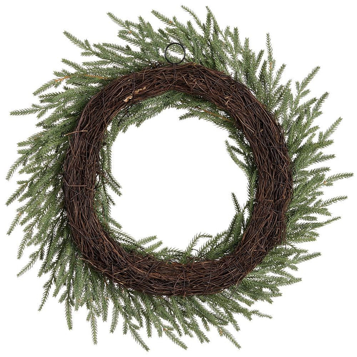 24" PE Soft-Touch Cypress Artificial Wreath -Gray/Green - YWC092-GY/GR