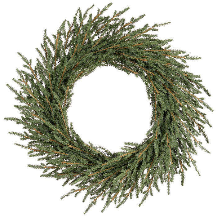 24" PE Soft-Touch Cypress Artificial Wreath -Gray/Green - YWC092-GY/GR