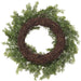 14" PE Artificial Cedar & Pine Cone Hanging Wreath -Green (pack of 4) - YWC108-GR