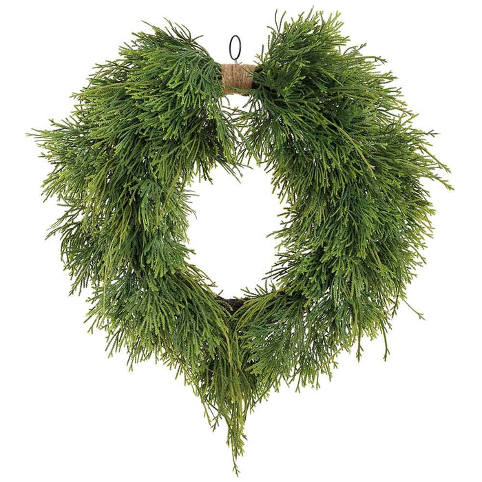 24" Artificial Club Moss Fern & Cedar Wreath -Green (Pack of 2) - YWC114-GR