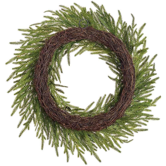 22" Glittered Artificial Cypress Wreath -Green (Pack of 2) - YWC115-GR