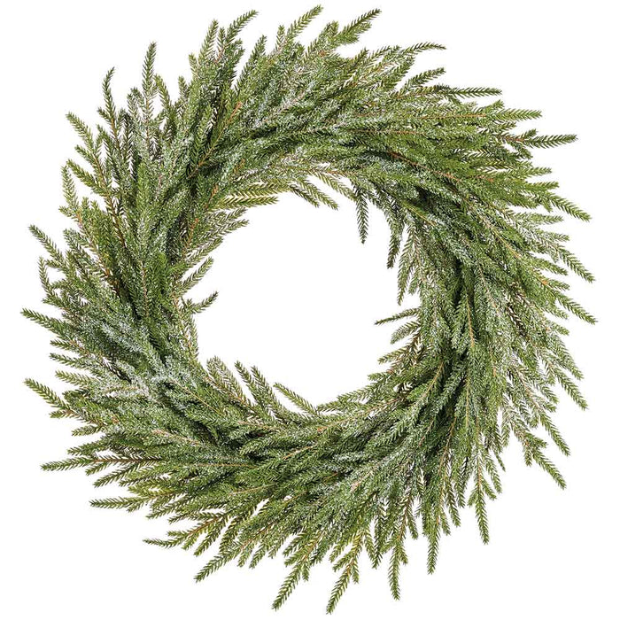 22" Glittered Artificial Cypress Wreath -Green (Pack of 2) - YWC115-GR