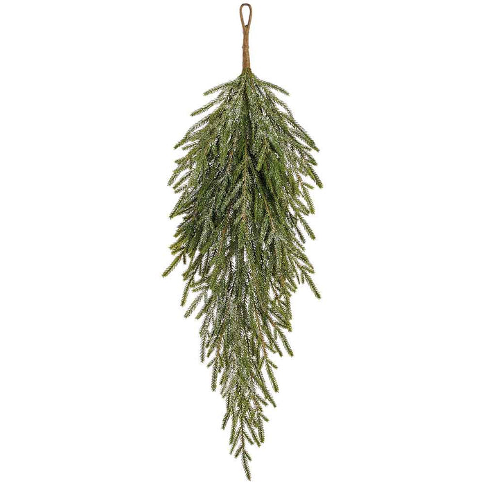 36" Glittered Artificial Cedar Teardrop Door Swag -Green (Pack of 8) - YWC117-GR