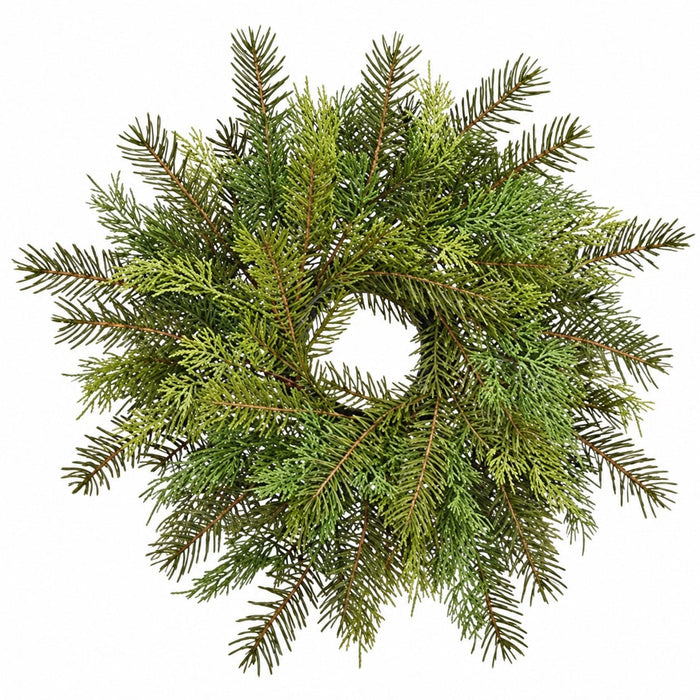 16" Cedar & Pine Artificial Wreath -2 Tone Green (Pack of 4) - YWC211-GR/TT