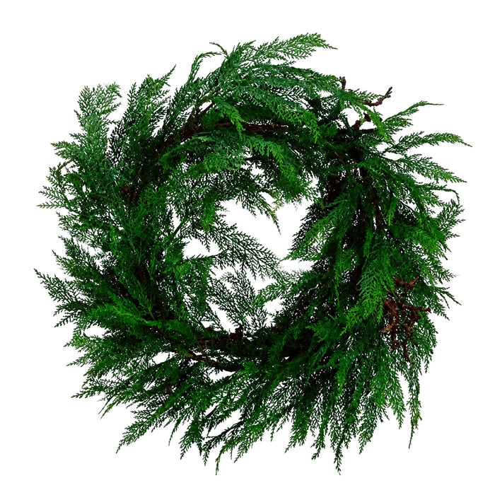 28" Artificial Cedar Twig Wreath -Green - YWC214-GR