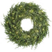 26" Flocked Artificial Cedar Wreath, Battery LED Pre-Lit -Green/White - YWC248-GR/WH