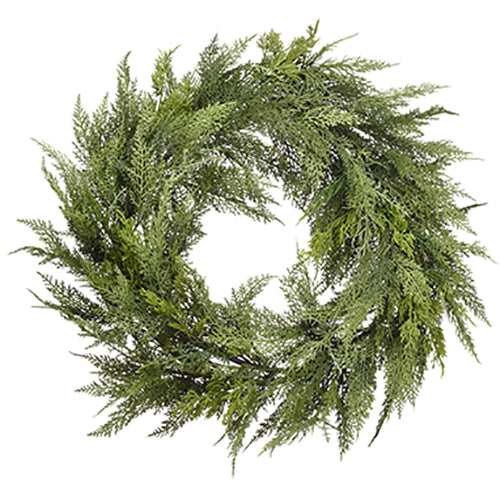 22" Deluxe Artificial Cedar Hanging Wreath -Green (pack of 2) - YWC412-GR