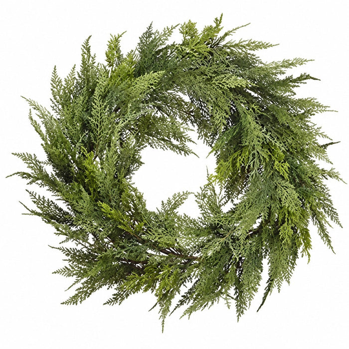 22" Deluxe Artificial Cedar Wreath -Green (Pack of 2) - YWC412-GR