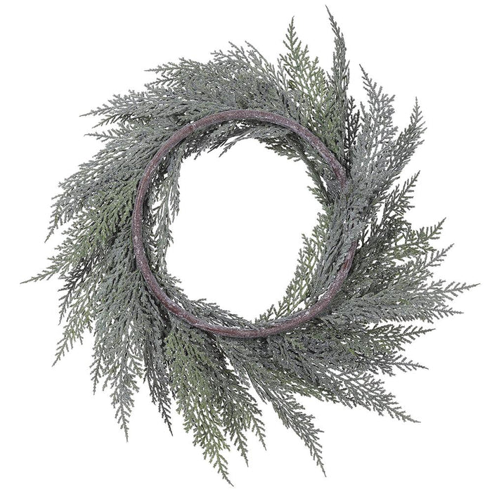 12" Frosted Artificial Cedar Wreath -Green (Pack of 12) - YWC414-GR/FS