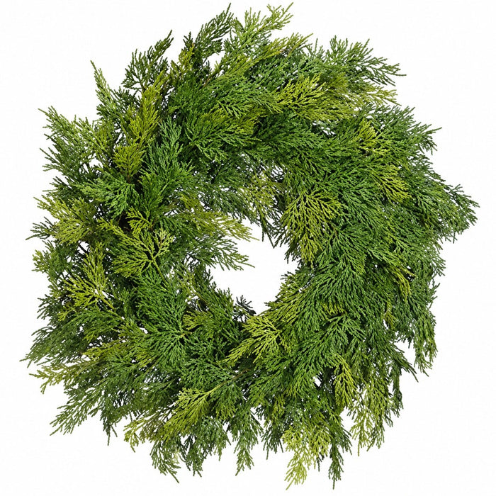 24" Soft-Touch Cedar Wreath -Green - YWC502-GR