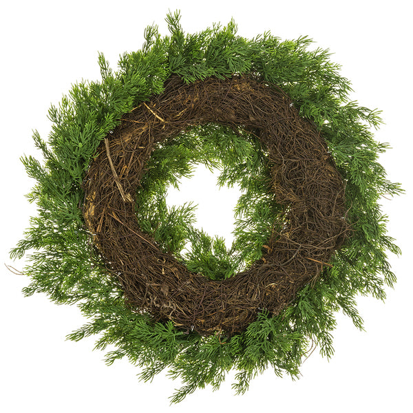 22" Artificial Cedar Wreath -Green (Pack of 2) - YWC620-GR