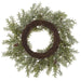 22" Glittered Artificial Cedar & Pinecone Wreath -Green/Brown - YWC626-GR/BR