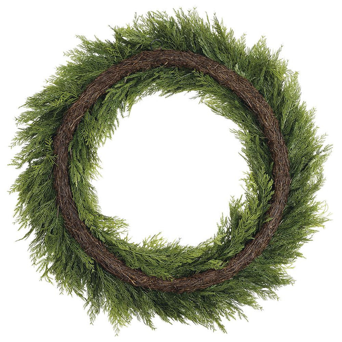 44" Artificial Deluxe Mixed Cedar Wreath -Green - YWC765-GR