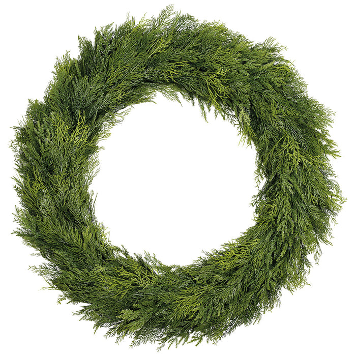 44" Artificial Deluxe Mixed Cedar Wreath -Green - YWC765-GR
