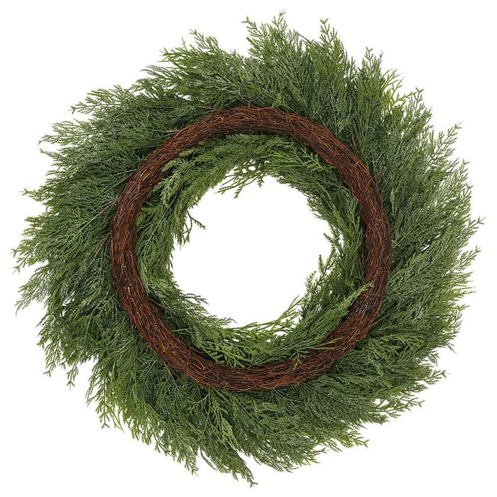 30" Glittered Artificial Deluxe Mixed Cedar Wreath -Green (Pack of 2) - YWC773-GR