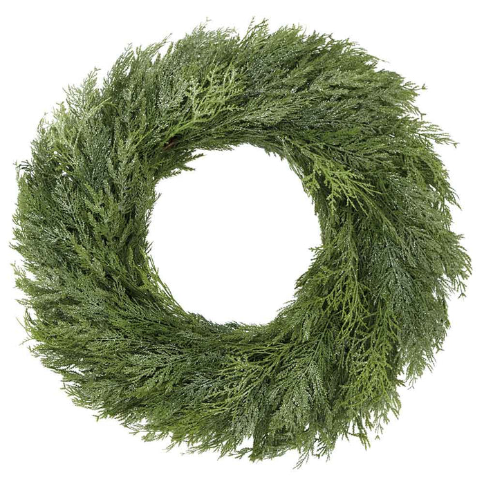 30" Glittered Artificial Deluxe Mixed Cedar Wreath -Green (Pack of 2) - YWC773-GR