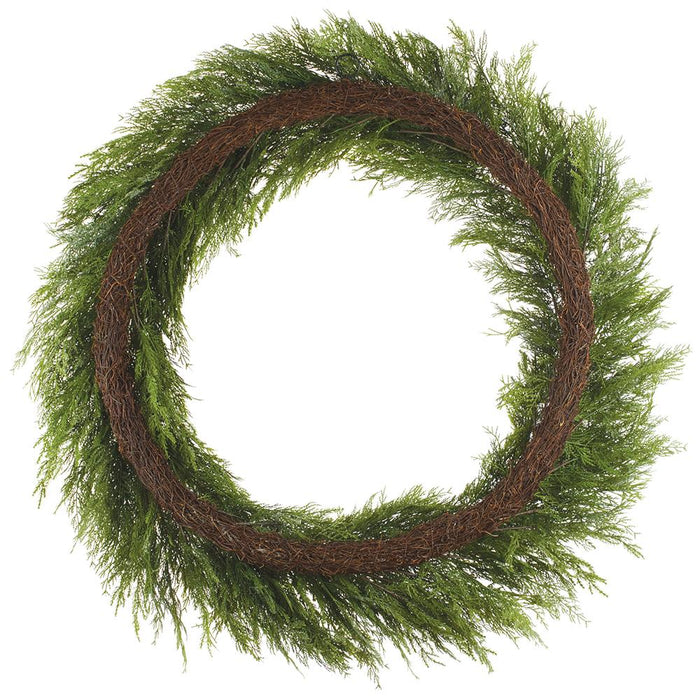 44" Glittered Artificial Deluxe Mixed Cedar Wreath -Green - YWC775-GR