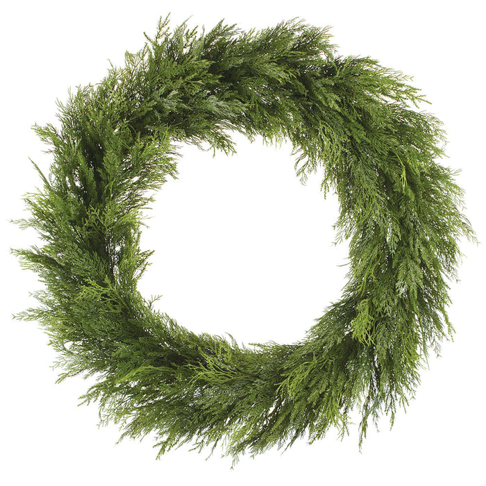 44" Glittered Artificial Deluxe Mixed Cedar Wreath -Green - YWC775-GR