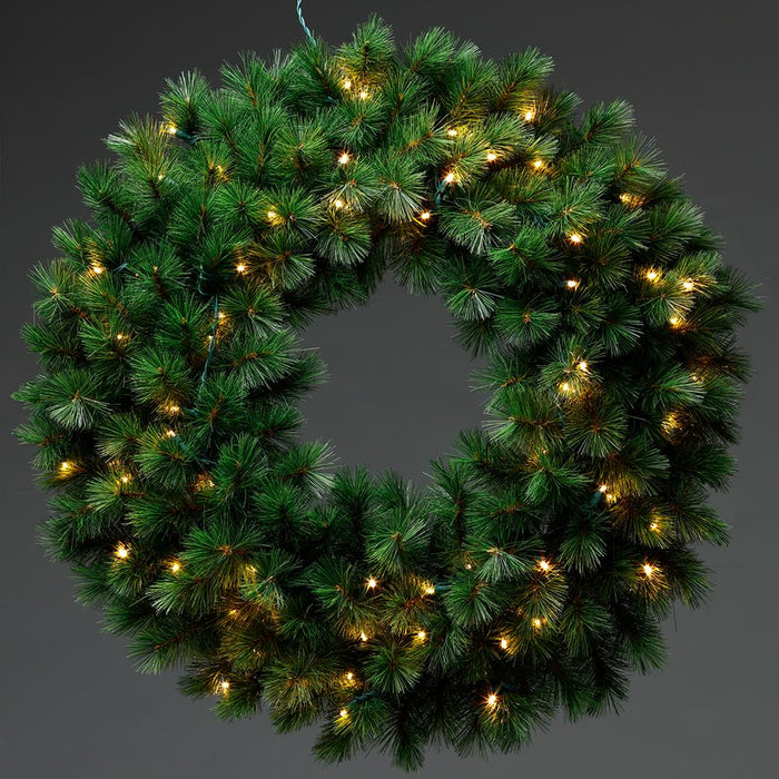 30" Artificial Evergreen Mountain Wreath, LED Pre-Lit -Green (Pack of 2) - YWE630-GR