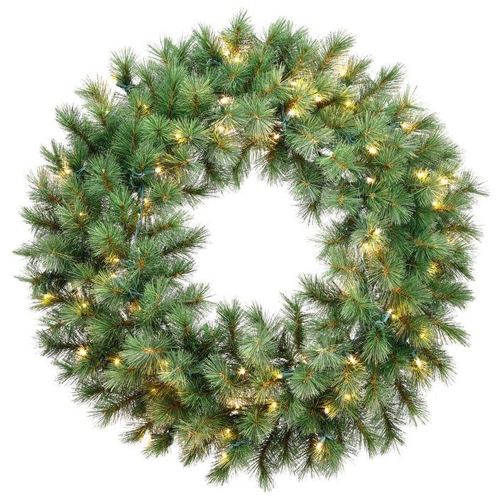 30" Artificial Evergreen Mountain Wreath, LED Pre-Lit -Green (Pack of 2) - YWE630-GR