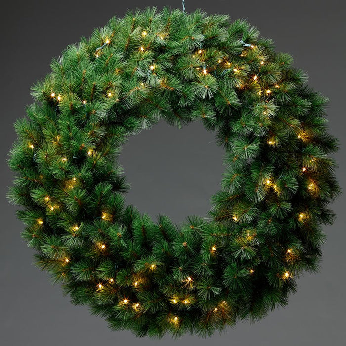 36" Artificial Evergreen Mountain Wreath, LED Pre-Lit -Green (Pack of 2) - YWE636-GR