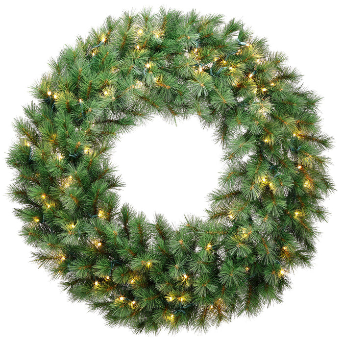 36" Artificial Evergreen Mountain Wreath, LED Pre-Lit -Green (Pack of 2) - YWE636-GR