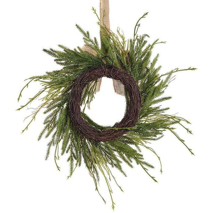 16" Artificial Pine & Club Moss Fern Wreath -Green (Pack of 4) - YWN143-GR