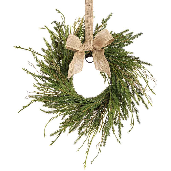 16" Artificial Pine & Club Moss Fern Wreath -Green (Pack of 4) - YWN143-GR