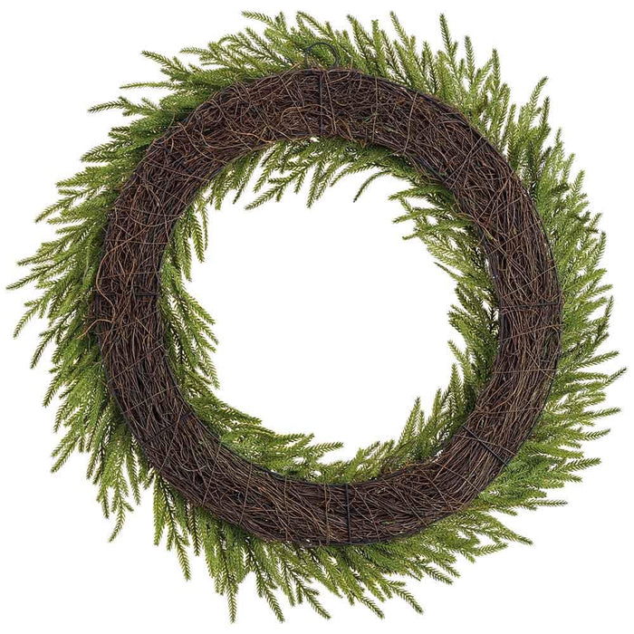 32" PE Soft-Touch Artificial Cypress Wreath -Green - YWN148-GR