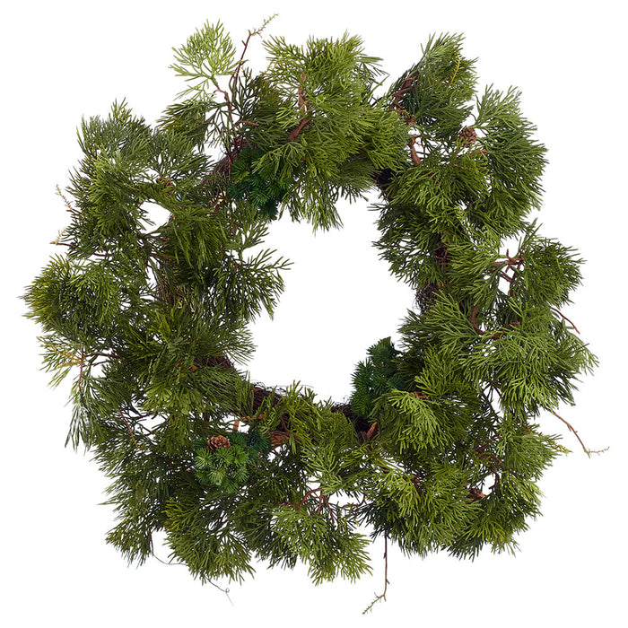 31.5" Pinecone & Pine Artificial Wreath -Green/Brown - YWN273-GR/BR