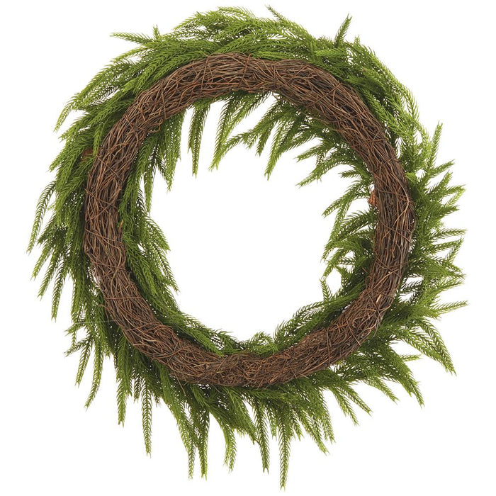 20" Artificial Cypress & Pinecone Wreath -Green/Brown - YWN330-GR/BR