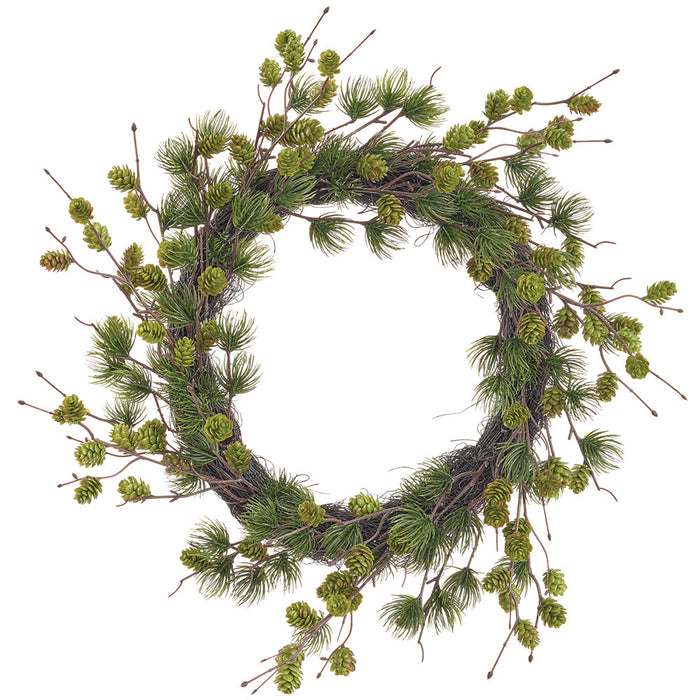 20" Pine & Pinecone Artificial Wreath -Green (Pack of 2) - YWN352-GR