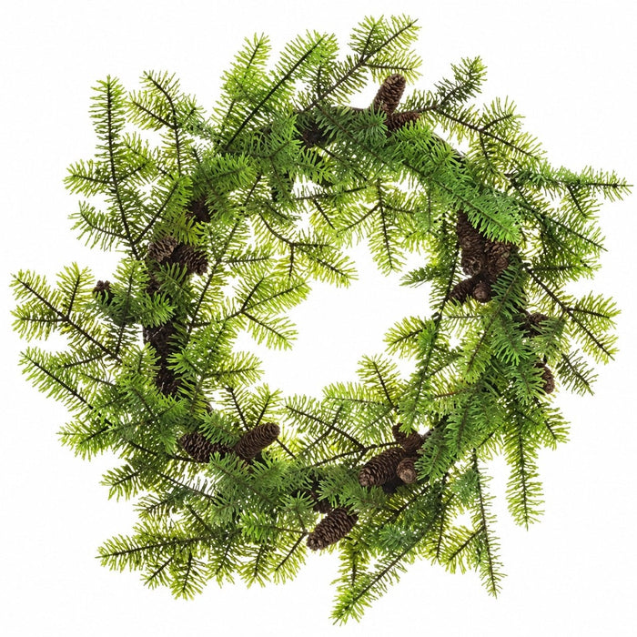 36" Artificial Norway Spruce & Pinecone Wreath -Green/Brown - YWN443-GR/BR