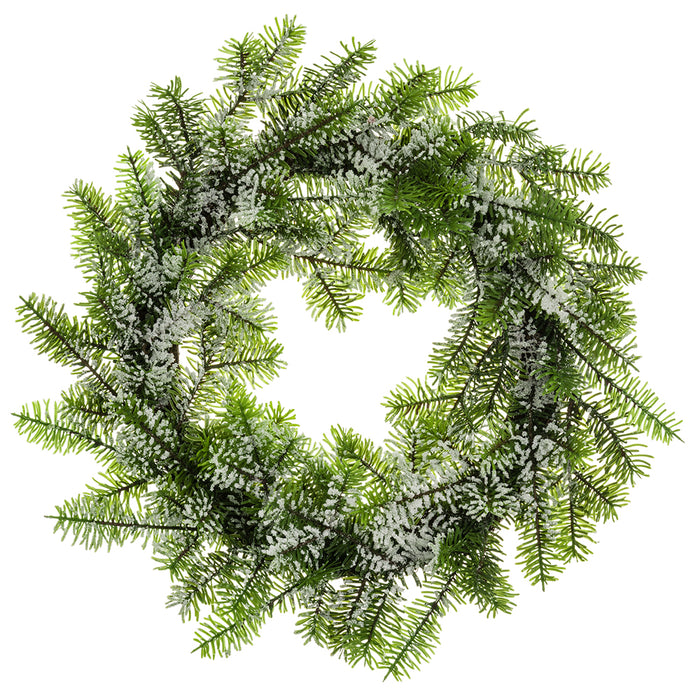 25" Iced Artificial Norway Spruce Hanging Wreath -Green/White - YWN444-GR/WH
