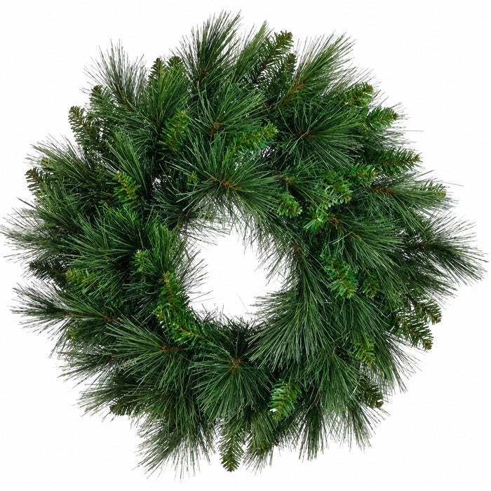 24" Artificial Long Needle Pine Wreath -Green (Pack of 4) - YWN624-GR
