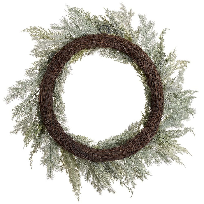 28" Iced Mixsed Pine Artificial Wreath -Green/Gray (Pack of 2) - YWP002-GR/GY