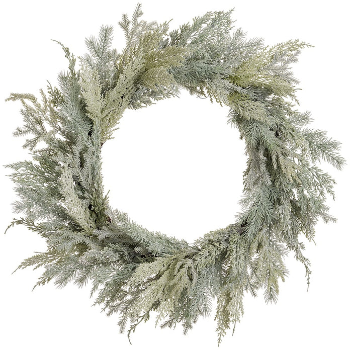 28" Iced Mixsed Pine Artificial Wreath -Green/Gray (Pack of 2) - YWP002-GR/GY