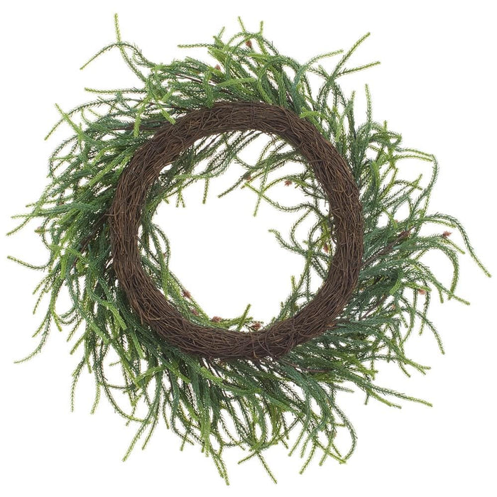 30" Willow Pine & Pinecone Artificial Wreath -Green/Brown - YWP004-GR/BR