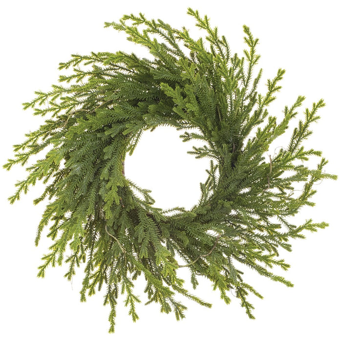 24" Pine & Twig Artificial Wreath -Green (Pack of 2) - YWP014-GR