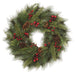 24" Artificial Cedar, Pine, Berry & Pinecone Hanging Wreath -Green/Red (pack of 2) - YWP022-GR/RE