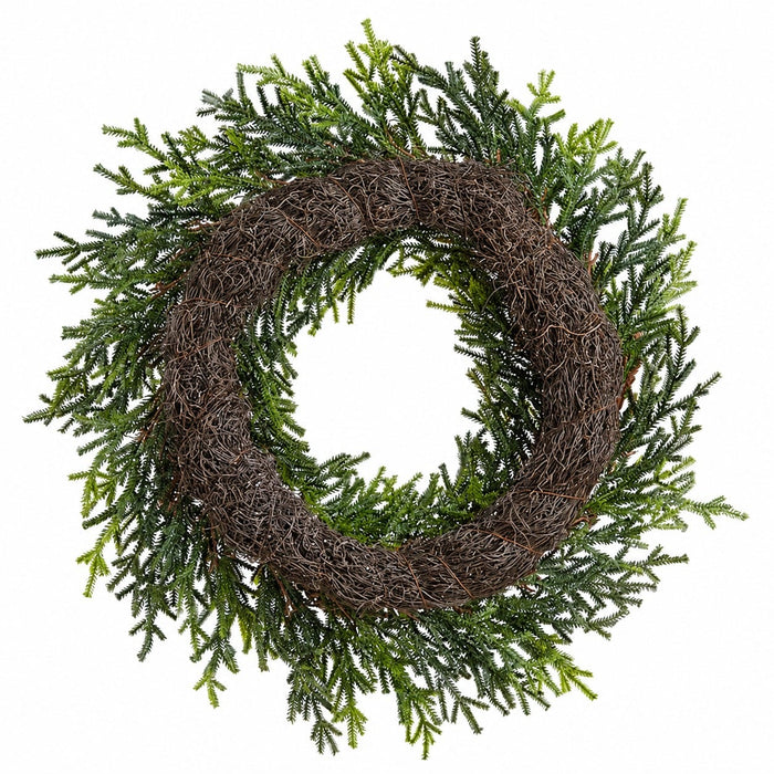 24" Glittered Artificial Pinecone & Pine Wreath -Green/Brown (Pack of 2) - YWP101-GR/BR