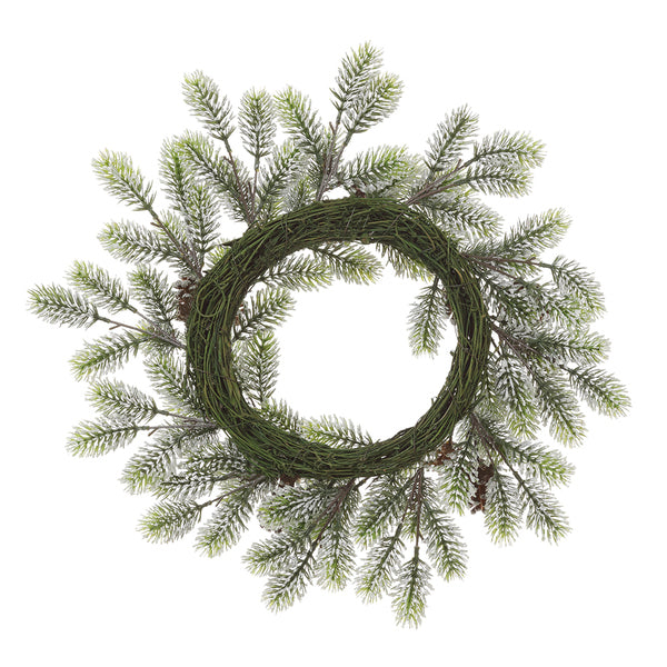 20" Snowed Artificial Pine & Plastic Pinecone Hanging Wreath -Green/Brown (pack of 2) - YWP252-GR/BR