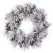24" Flocked Pine Artificial Wreath, LED Pre-Lit (Multi-Mode) -Green/Snow (Pack of 2) - YWP421-GR/SN