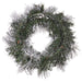 24" Flocked Pine Artificial Wreath, LED Pre-Lit (Multi-Mode) -Green/Snow (Pack of 2) - YWP421-GR/SN
