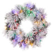 24" Flocked Pine Artificial Wreath, LED Pre-Lit (Multi-Mode) -Green/Snow (Pack of 2) - YWP421-GR/SN