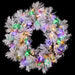 30" Flocked Pine Artificial Wreath, LED Pre-Lit (Multi-Mode) -Green/Snow (Pack of 2) - YWP422-GR/SN