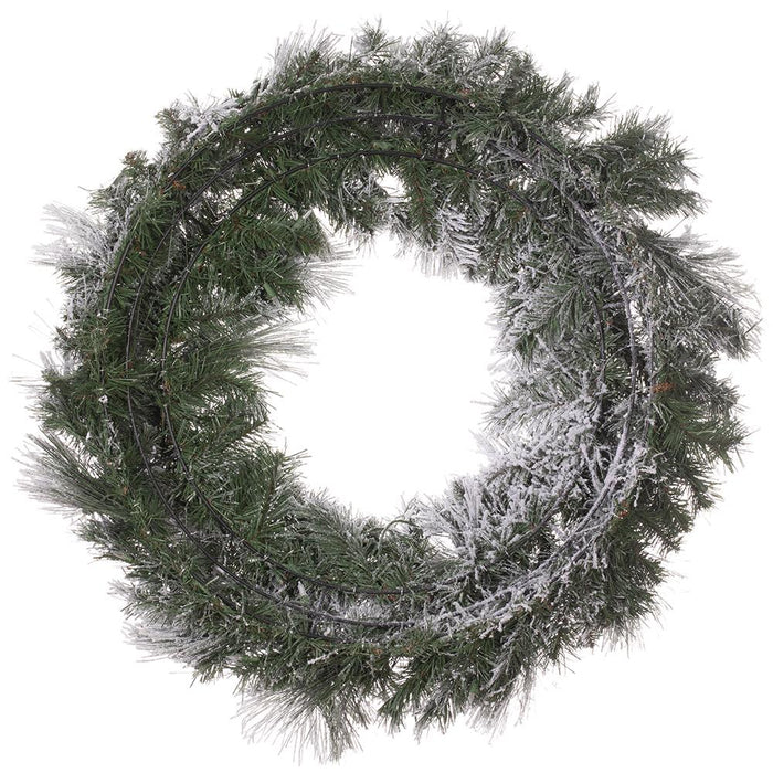 36" Flocked Pine Artificial Wreath, LED Pre-Lit (Multi-Mode) -Green/Snow - YWP423-GR/SN
